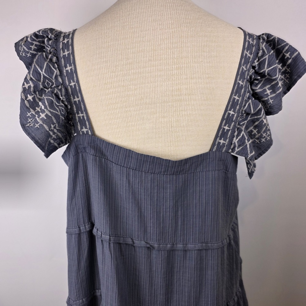 Knox‎ Rose Embroidered Ruffle Tiered Maxi Dress Blue XL Bohemian Peasant Cottage - Picture 3 of 7